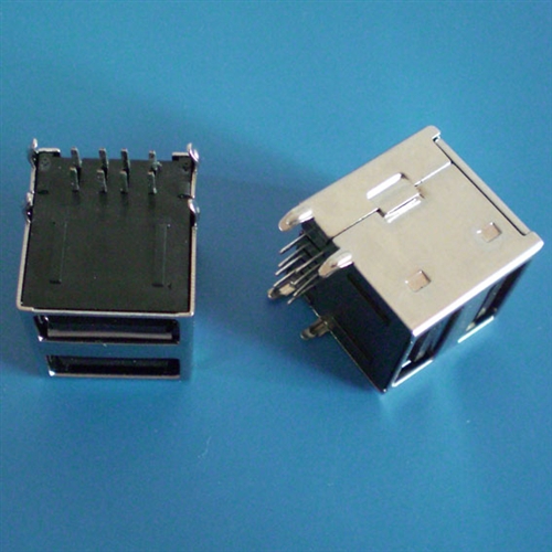 USB 母座 A型 90°插板 双层